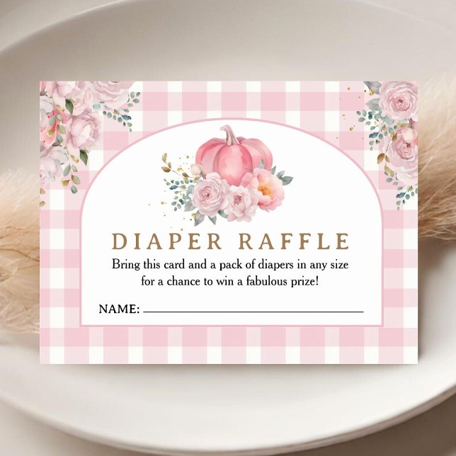 Carte D'accompagnement Baby shower Citrouille rose Chute Déchets Raffle (Créateur téléchargé)