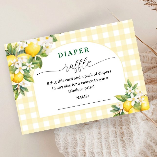 Carte D'accompagnement Baby shower Citrus citron Raffin de couche jaune (Créateur téléchargé)
