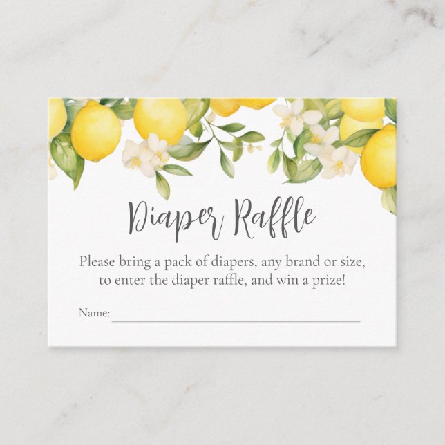 Carte D'accompagnement Baby shower Citrus Lavette  Raffin (Devant)