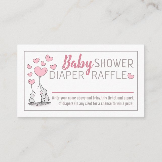 Carte D'accompagnement Baby shower Coeurs éléphants Reflets de couches (Devant)