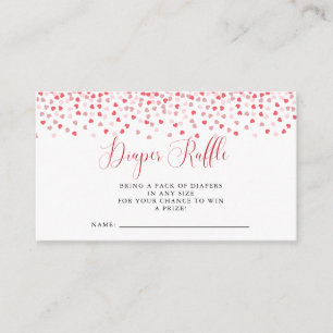 Carte D'accompagnement Baby shower Coeurs rouges rose moderne Raffle de c