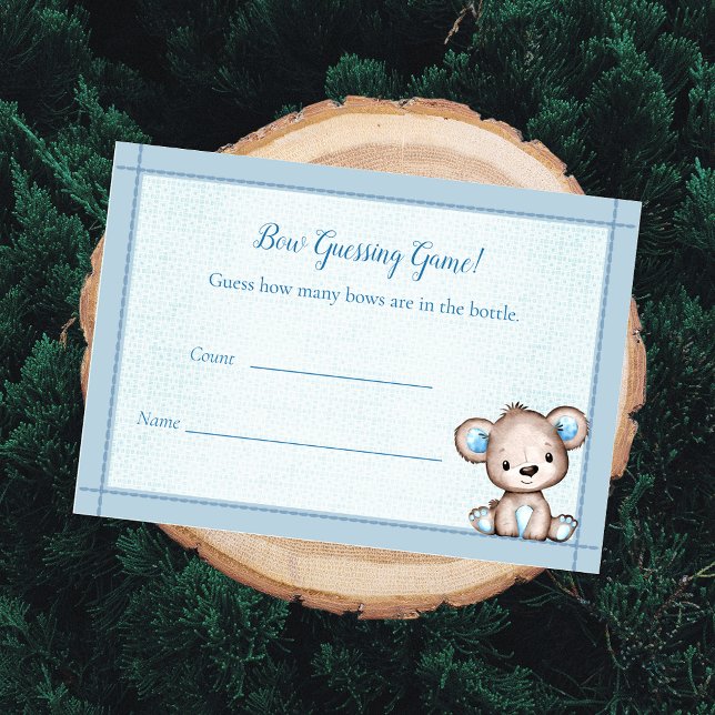 Carte D'accompagnement Baby shower Compteur de devinette Jeu mignon ours  (Créateur téléchargé)