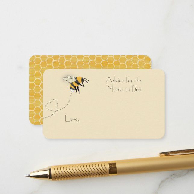 Carte D'accompagnement Baby Shower Conseils Abeille (Devant/Arrière en situation)
