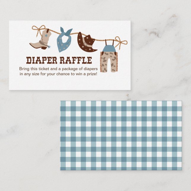 Carte D'accompagnement Baby shower Cowboy Raffin de couche (Devant / Derrière)