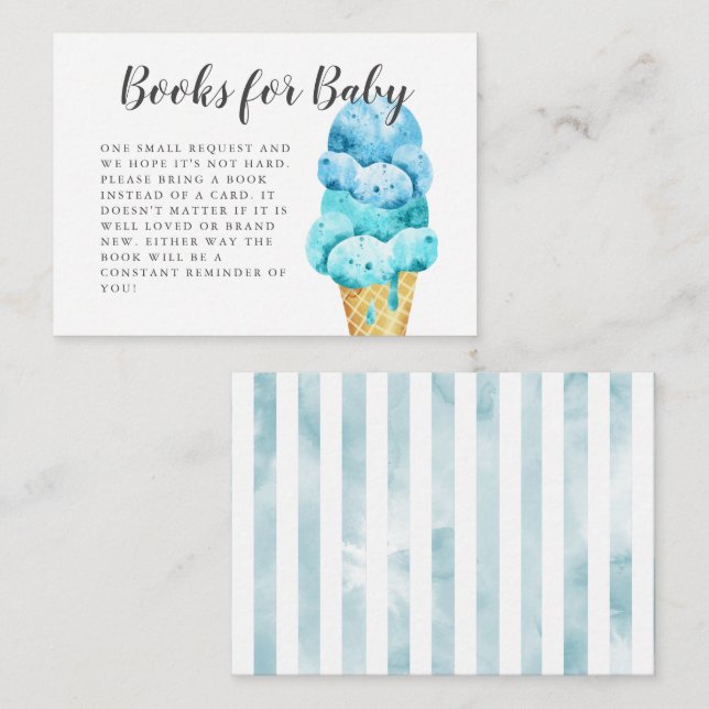 Carte D'accompagnement Baby shower crème glacée bleu doux Demande de rése (Devant / Derrière)