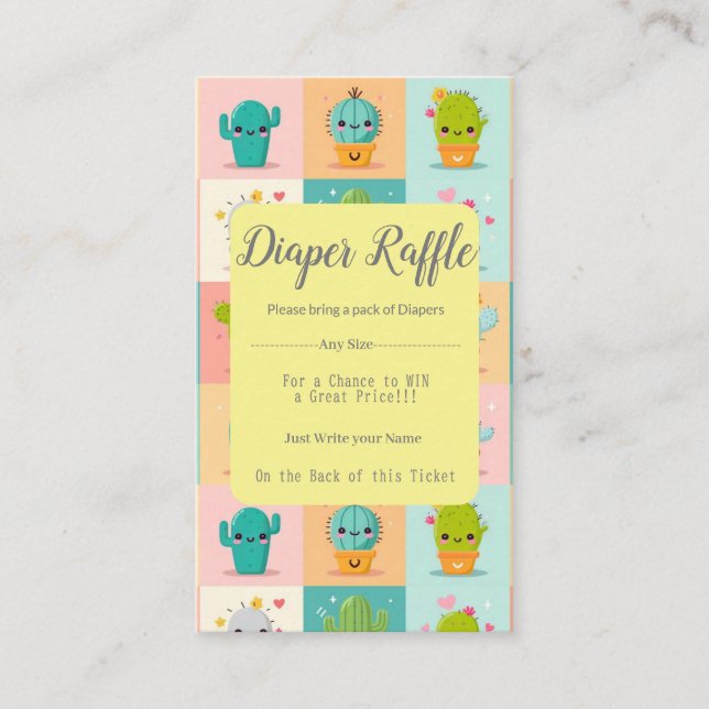 Carte D'accompagnement Baby shower Cute Cactus Kawaii (Devant)