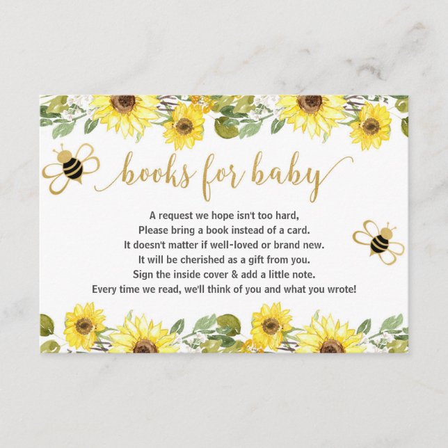Carte D'accompagnement Baby shower d'abeilles demande inserts fille bébé (Devant)
