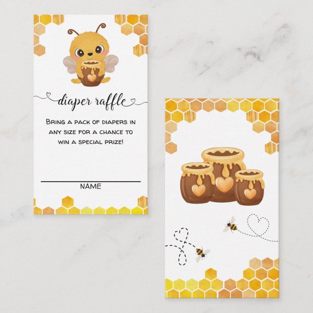 Carte D'accompagnement Baby shower d'abeilles Raffle Honeycombs Neutre (Devant / Derrière)