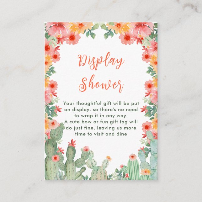 Carte D'accompagnement Baby shower d'affichage Boho Floral Cactus (Devant)