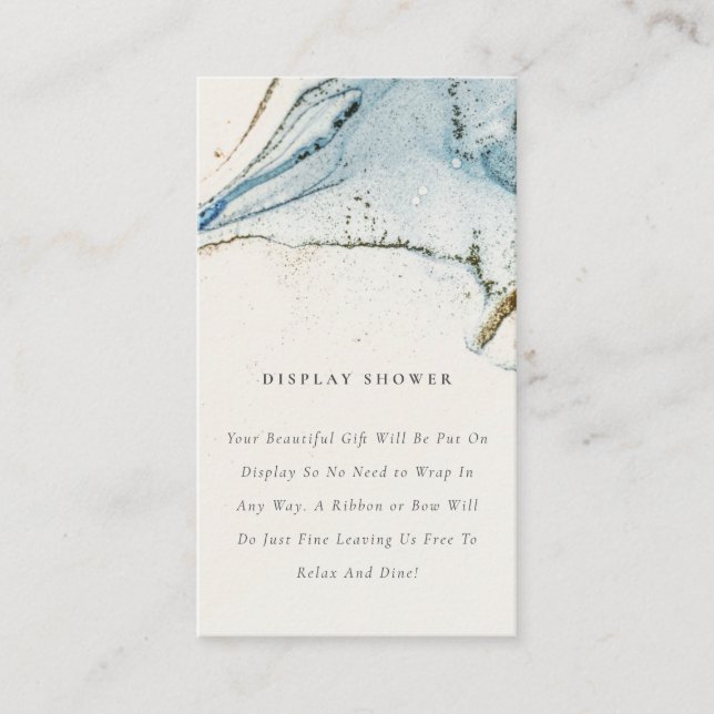 Carte D'accompagnement Baby shower d'affichage chic Abstrait Blue Gold Be (Devant)