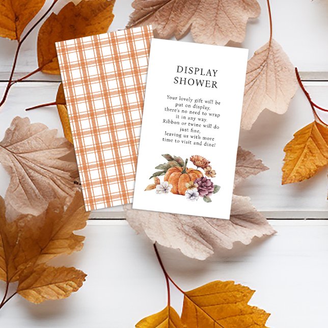 Carte D'accompagnement Baby shower d'affichage d'automne (Fall Display Shower Enclosure Card for Baby Shower Bridal Shower Pumpkins Orange and White Pattern)