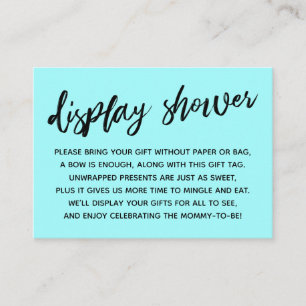 Carte D'accompagnement Baby shower d'affichage décontracté Aqua Light Pas