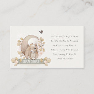 Carte D'accompagnement Baby shower d'affichage d'écureuil floral en bois 