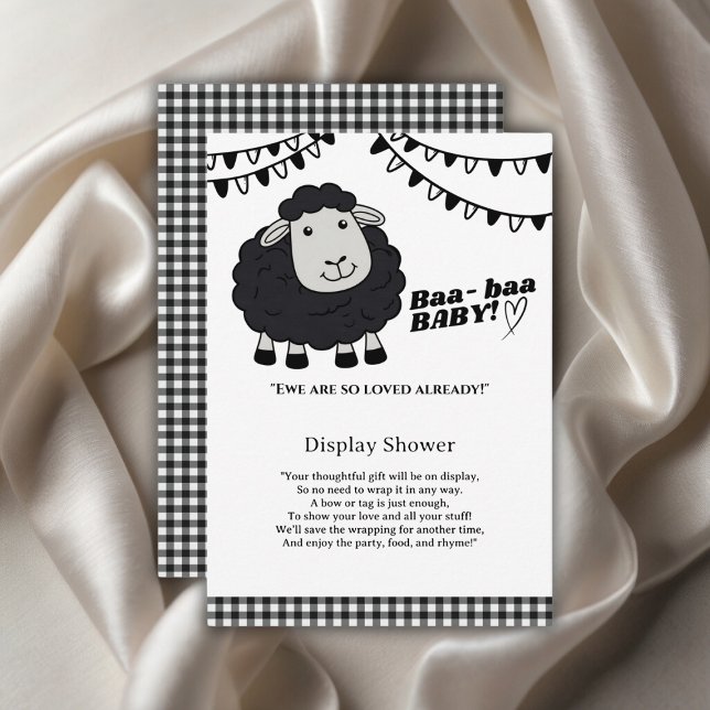 Carte D'accompagnement Baby shower d'agneau noir Kawaii (Créateur téléchargé)