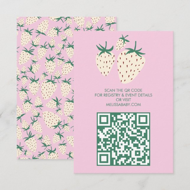 Carte D'accompagnement Baby shower d'ananas blanc mûre fraise QRcode (Devant / Derrière)