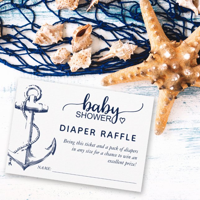Carte D'accompagnement Baby shower d'Ancres nautiques de caleçon blanc (Créateur téléchargé)