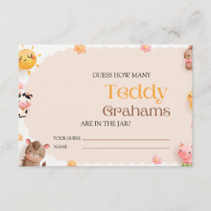 Carte D'accompagnement Baby shower D'Animaux Agricoles Devinez Combien De