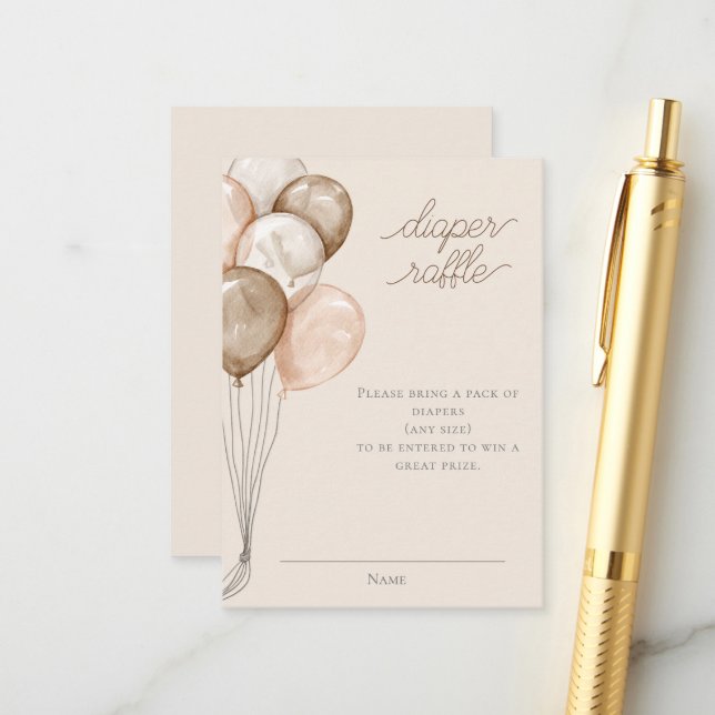 Carte D'accompagnement Baby shower d'aquarelle Boho Raffin de couche (Devant/Arrière en situation)