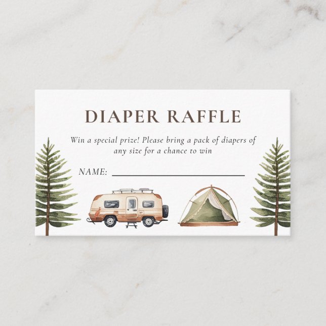 Carte D'accompagnement Baby shower d'aquarelle de la forêt de camping (Devant)