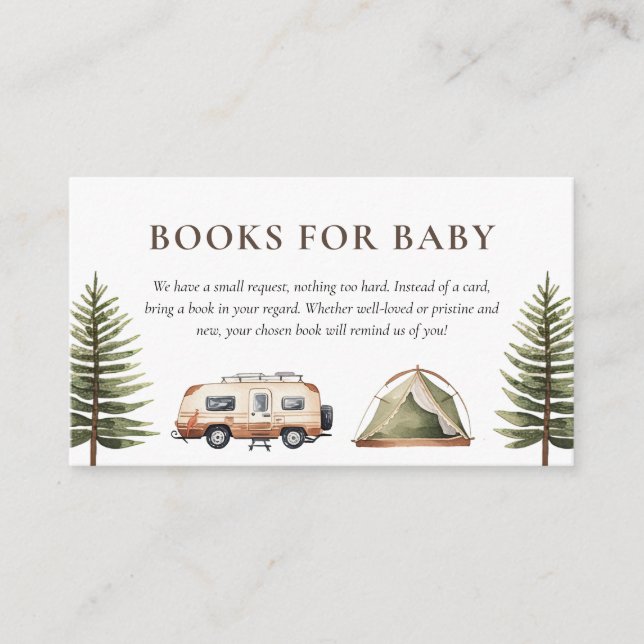 Carte D'accompagnement Baby shower d'aquarelle de la forêt de camping (Devant)