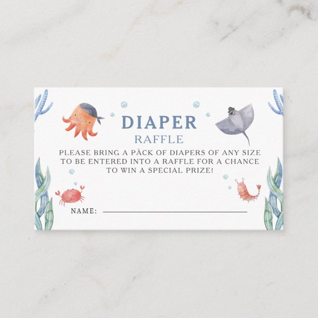 Carte D'accompagnement Baby shower d'aquarelle de mer Raffin de couches (Devant)
