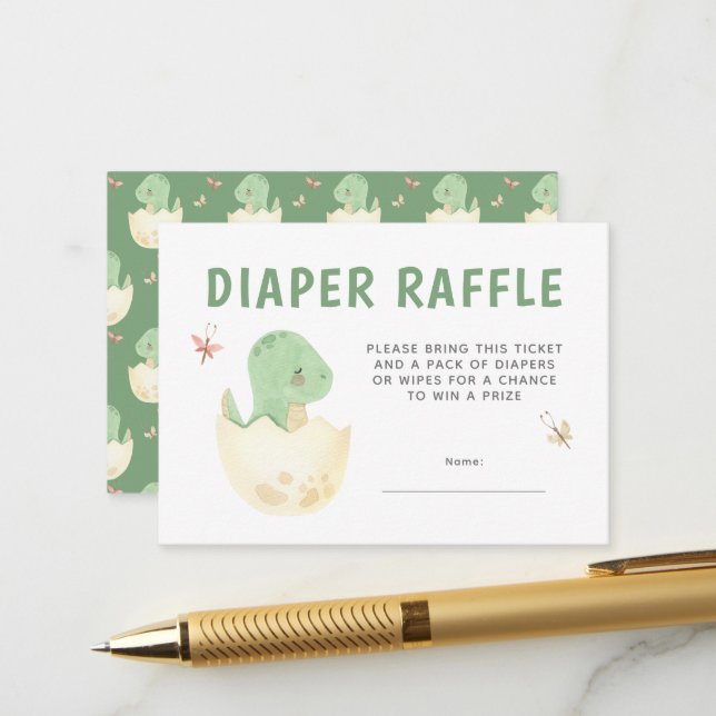 Carte D'accompagnement Baby shower d'aquarelle Dinosaur de jouvence (Devant/Arrière en situation)