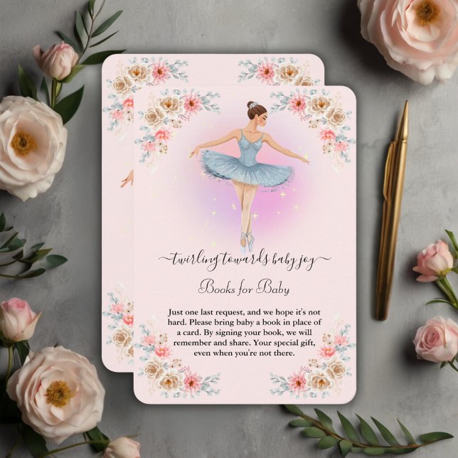 Carte D'accompagnement Baby shower d'aquarelle floral Twirling (Créateur téléchargé)