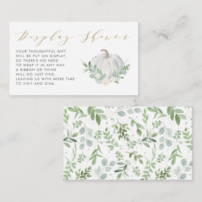 Carte D'accompagnement Baby shower d'automne Citrouille blanc douche (Devant / Derrière)