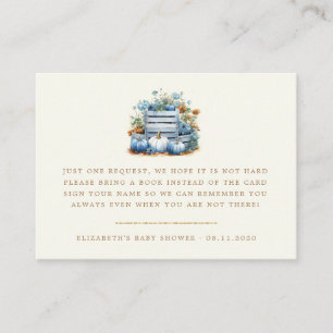 Carte D'accompagnement Baby shower D'Automne Citrouille Bleu Et Or