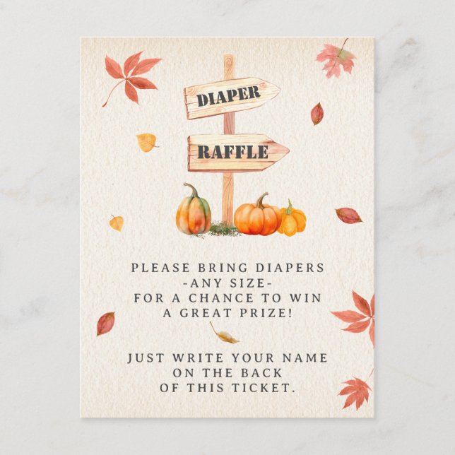 Carte D'accompagnement Baby shower d'automne citrouille de la ferme de la (Devant)