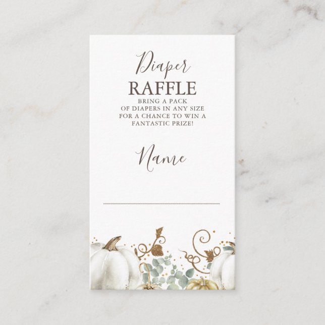 Carte D'accompagnement Baby shower d'automne Citrouille d'or Raffin de co (Devant)