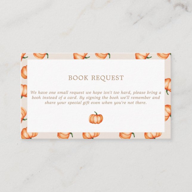 Carte D'accompagnement Baby shower d'automne citrouille Motif | Demande d (Devant)