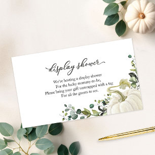 Carte D'accompagnement Baby shower d'automne Citrouille verdoyant douche