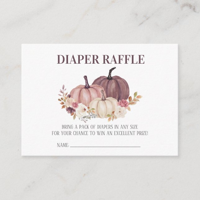 Carte D'accompagnement Baby shower d'automne, Citrouilles floraux, chiche (Devant)