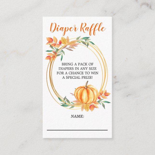 Carte D'accompagnement Baby shower d'automne Orange Citrouille Raffin de  (Devant)