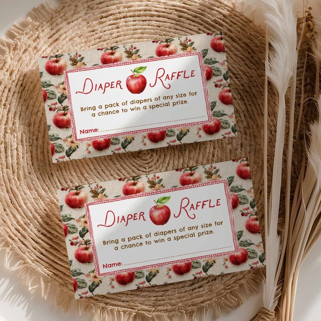 Carte D'accompagnement Baby shower d'automne Pomme de la chair Raffle (Apple Rustic Fall Baby Shower Diaper Raffle Ticket)