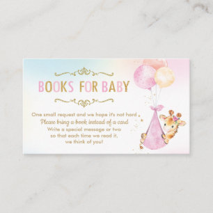 Carte D'accompagnement Baby shower de ballons de girafe Apportez un livre