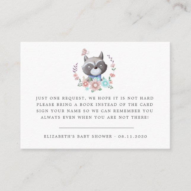Carte D'accompagnement baby shower de bébé racoon (Devant)