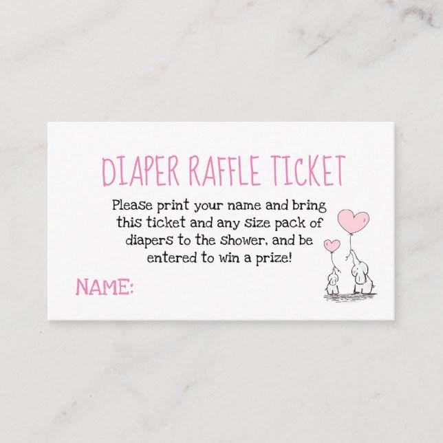 Carte D'accompagnement Baby shower de billet Elephant Pink Diaper (Devant)