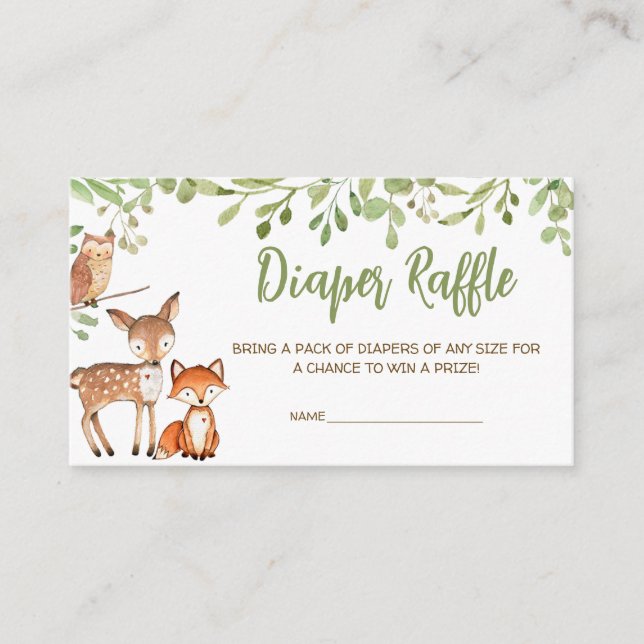 Carte D'accompagnement Baby shower de bois verdoyant Raffle (Devant)