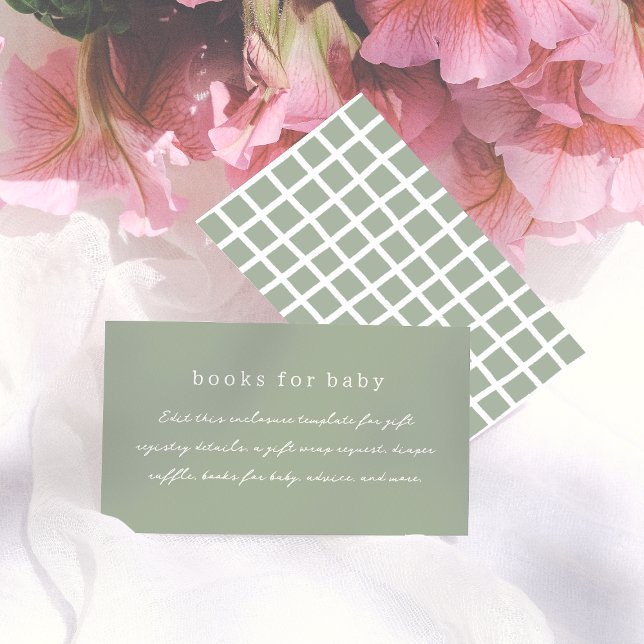 Carte D'accompagnement Baby shower de calligraphie minimale Boho Olive Gr (Créateur téléchargé)