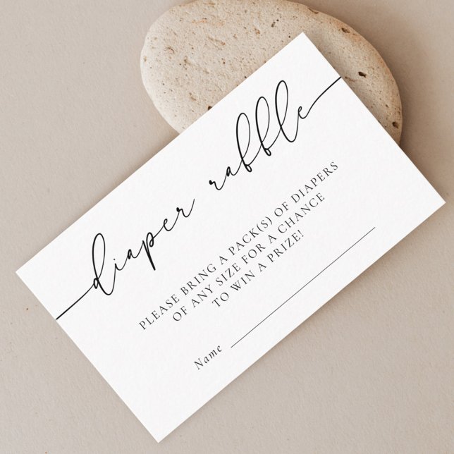 Carte D'accompagnement Baby shower de calligraphie minimaliste Diapr Raff (Créateur téléchargé)