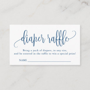 Carte D'accompagnement Baby shower de calligraphie Raffle de couche, Bleu