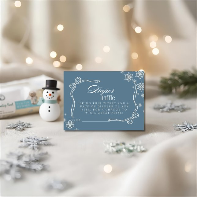 Carte D'accompagnement Baby shower de carafe à couches bleues d'hiver (Winter Blue Diaper Raffle Baby Shower Enclosure Card)