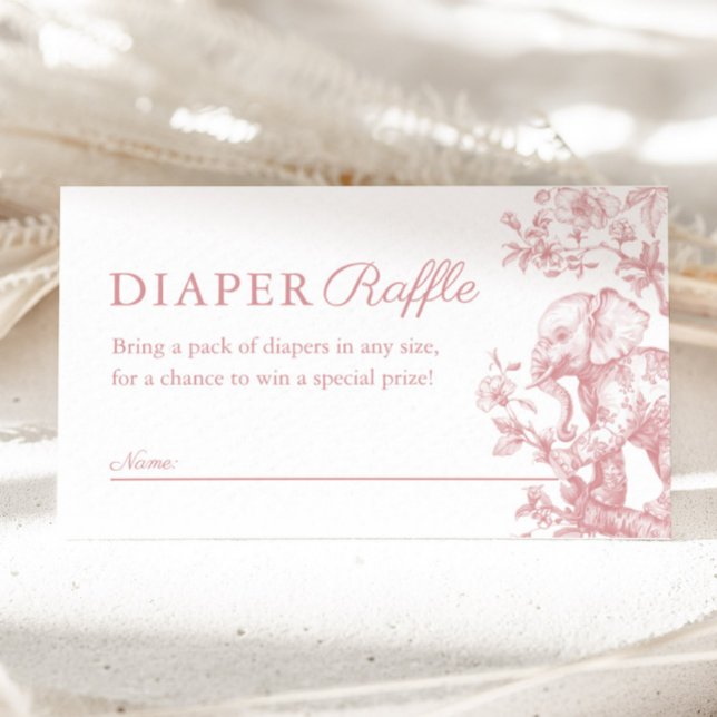 Carte D'accompagnement Baby shower de carafe à couches pour filles roses (Pink Girl Toile Safari Diaper Raffle Baby Shower Enclosure Card)