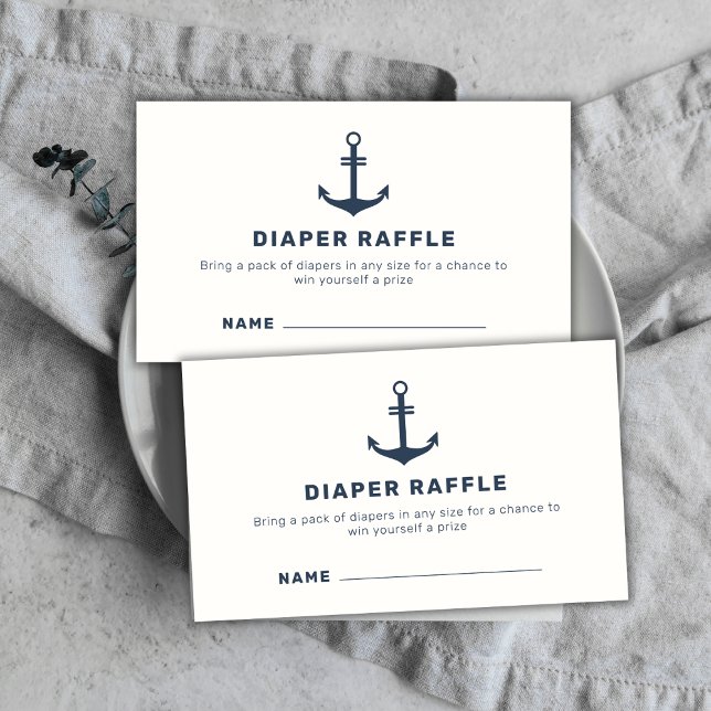 Carte D'accompagnement Baby shower de carafe bleu Ancre nautique (Blue Nautical Anchor Diaper Raffle Baby Shower Enclosure Card)