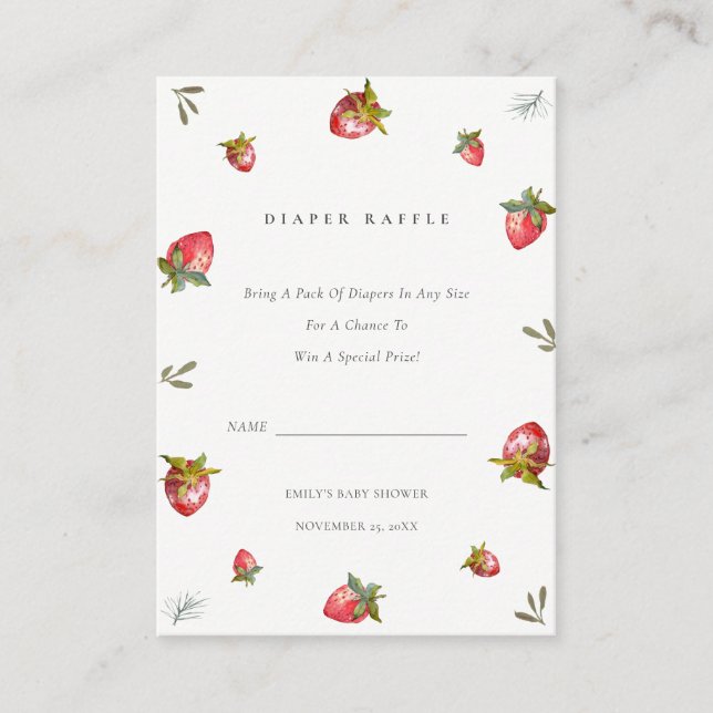 Carte D'accompagnement Baby shower de carafe de fraise rouge mignonne (Devant)