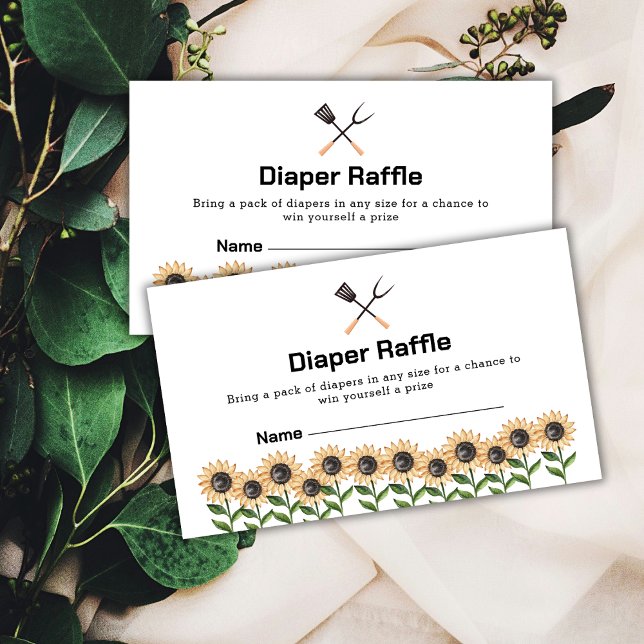 Carte D'accompagnement Baby shower de carafe de tournesol barbecue du pay (Country BBQ Sunflower Diaper Raffle Baby Shower Enclosure Card)
