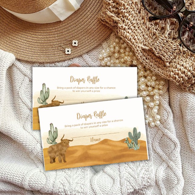 Carte D'accompagnement Baby shower de carafe du désert Saint-Vache Cactus (Holy Cow Cactus Desert Diaper Raffle Baby Shower Enclosure Card)