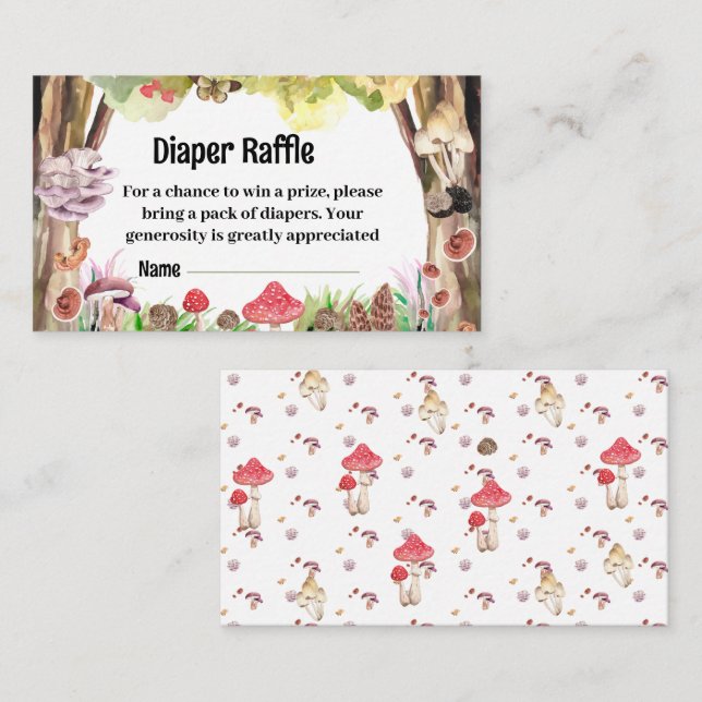 Carte D'accompagnement baby shower de champignon sur mesure tombole de co (Devant / Derrière)